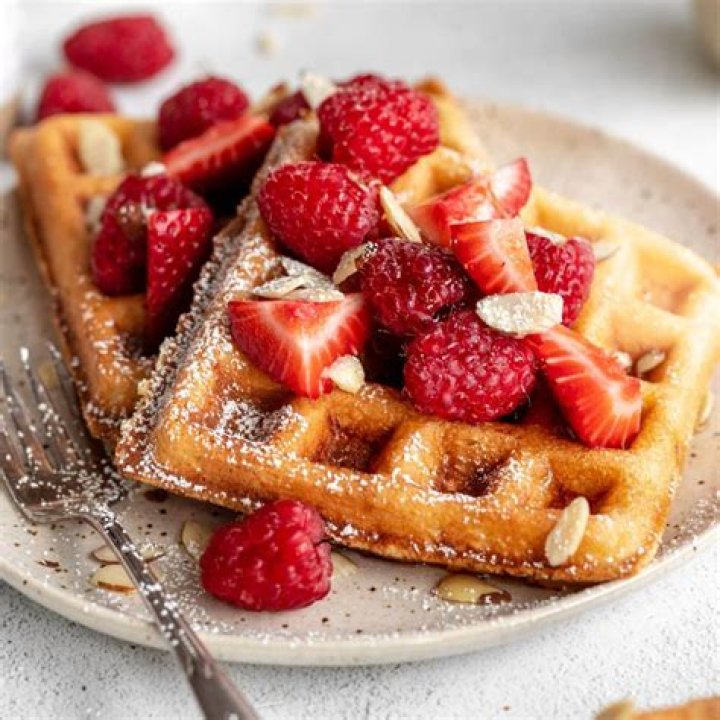 Almond Flour Waffles with Berries & Cream