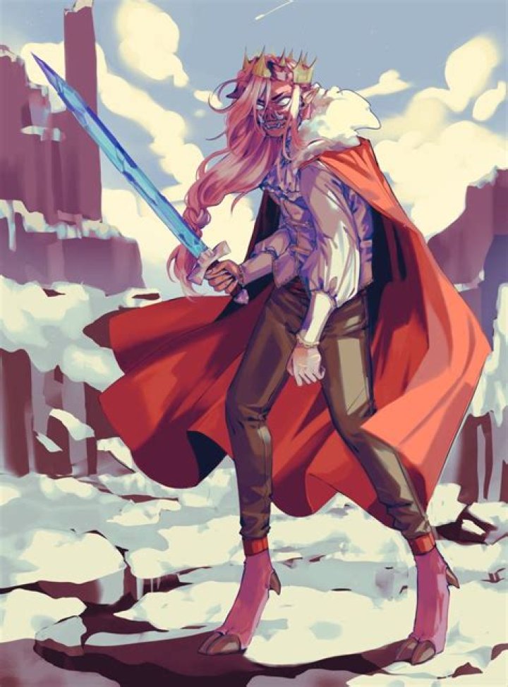 Technoblade fan art: long hair, anime, pig, full body, cute